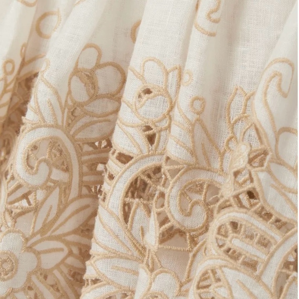 Zimmerman Jeannie Embroidered Linen mini dress in White and Gold - Picture 3 of 12